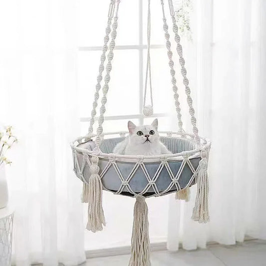 Bohemian Macrame Cat Hammock Bed