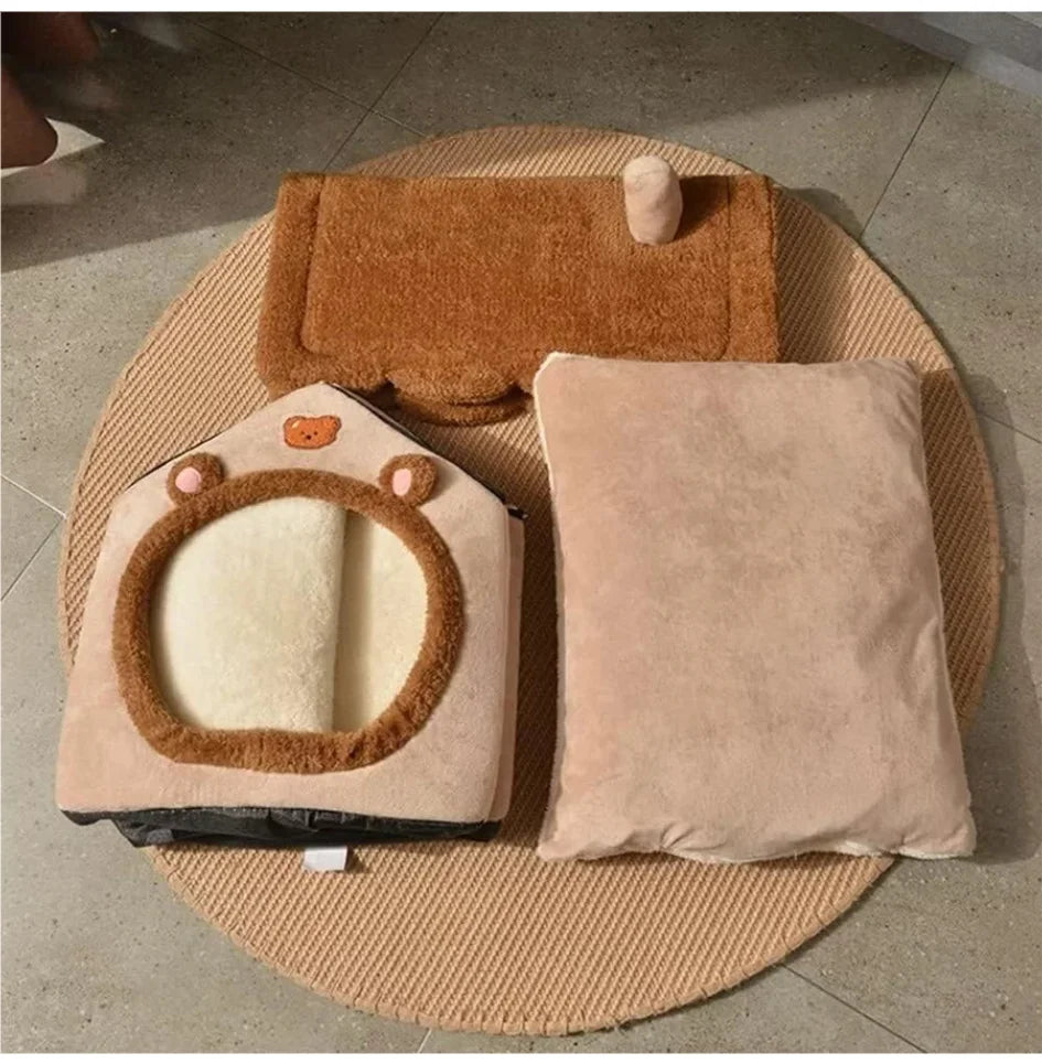 Foldable Washable Cat House Bed