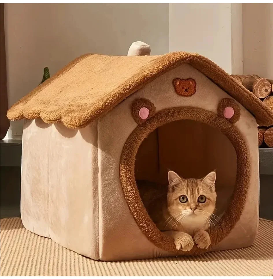 Foldable Washable Cat House Bed